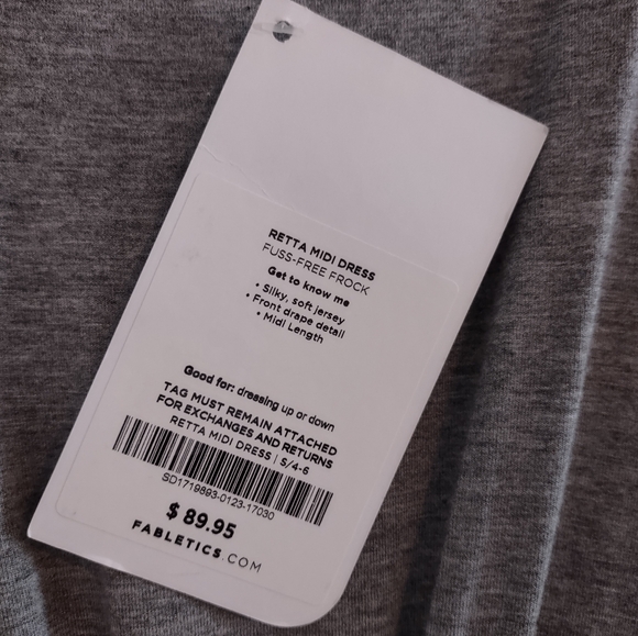 Fabletics Retta Midi Dress Heather Grey Faux Wrap - Picture 4 of 10